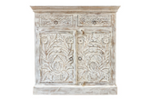 Antique Indian Floral Hand Carved Solid Wooden Cabinet 90x40x90cm A0121  -